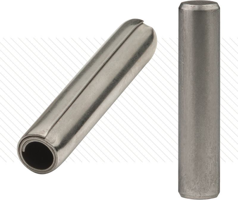 Light Duty Coiled Spring Pin (left) and Solid Ground Dowel (right)